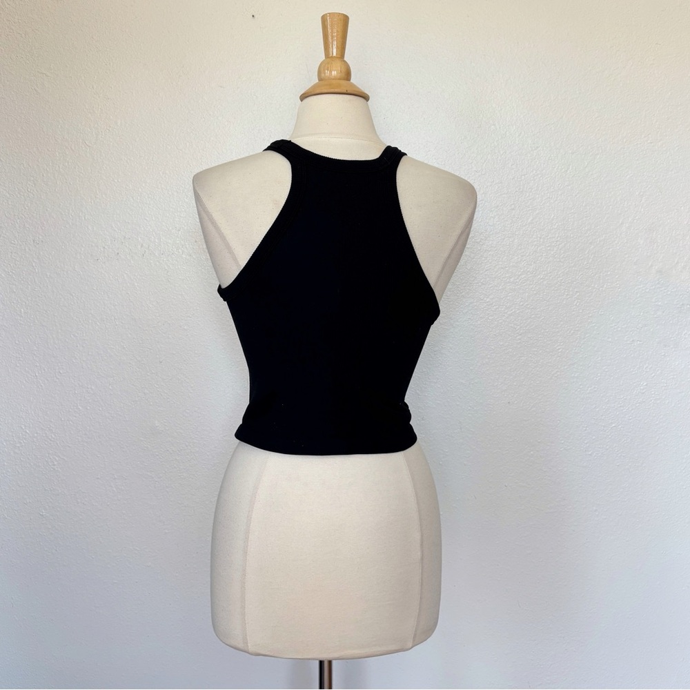 Solid Black Ribbed Halter Tank Top - Picture 5 of 8